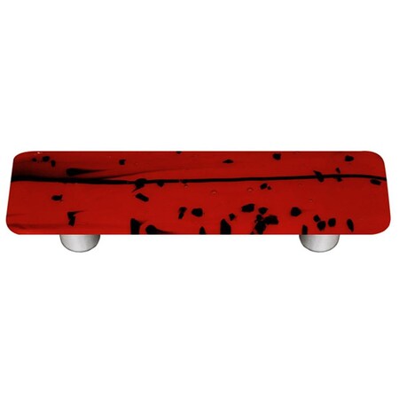 Palacedesigns Mardi Gras Black with Red Rectangle Glass Cabinet Pull - Aluminum Post PA2522011